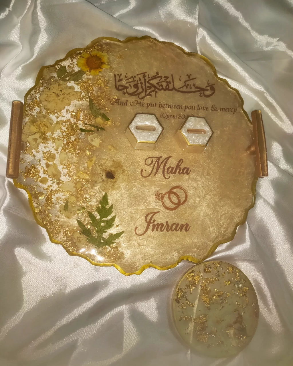 Golden Shimmery Resin Nikkah/Engagement Tray/Frame