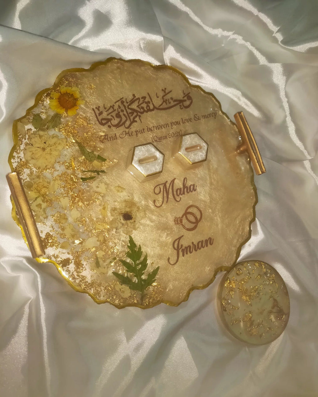 Golden Shimmery Resin Nikkah/Engagement Tray/Frame
