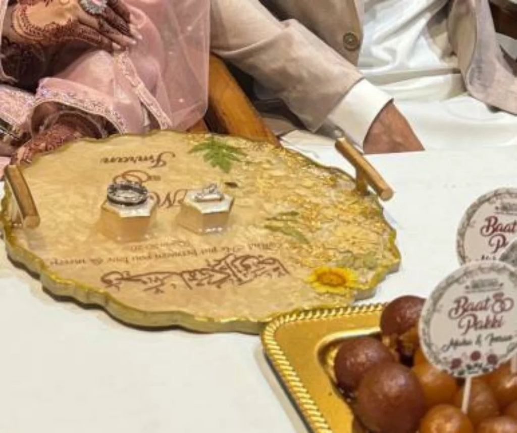 Golden Shimmery Resin Nikkah/Engagement Tray/Frame