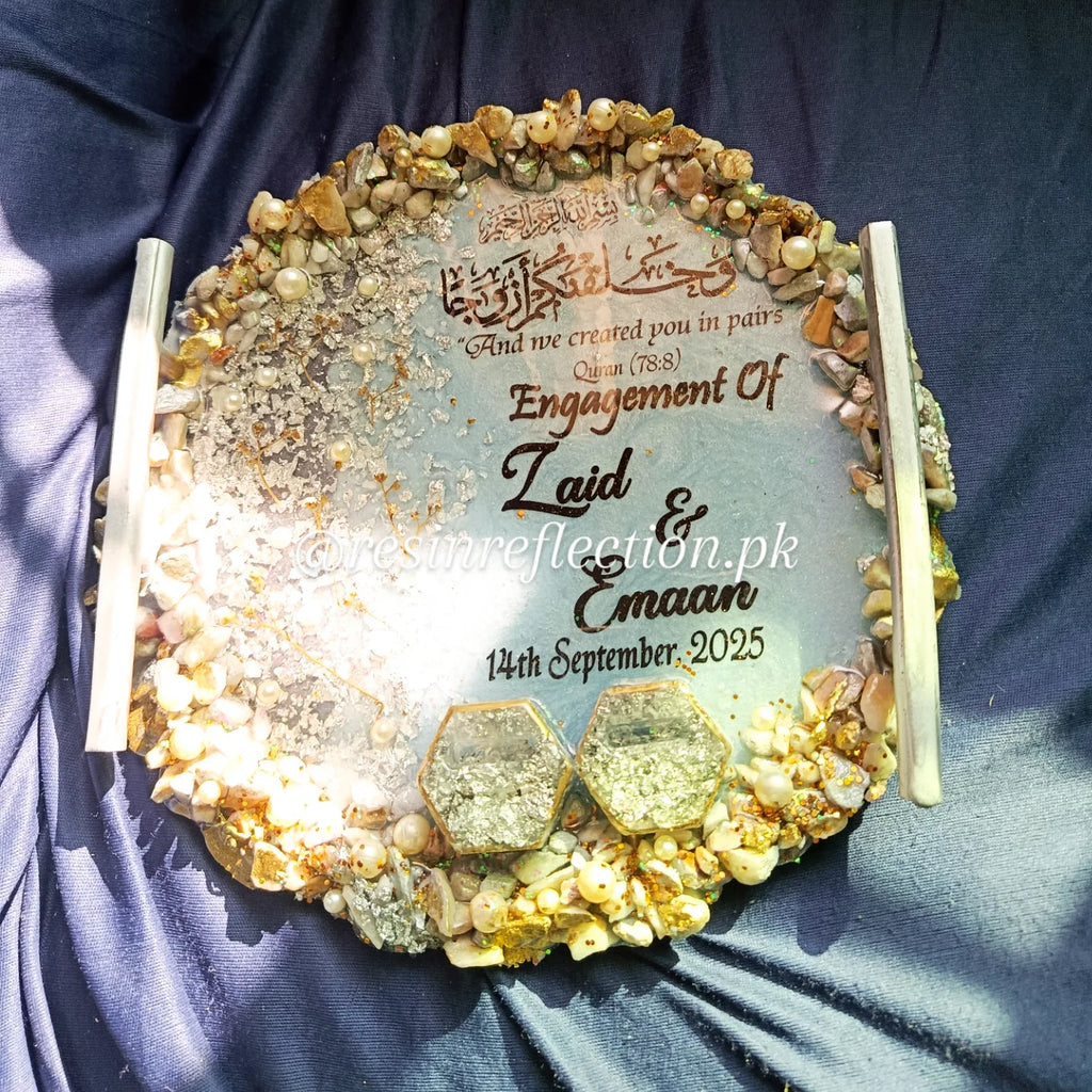 Ice Blue Frozen Theme Resin Nikkah/Engagement Tray/Frame