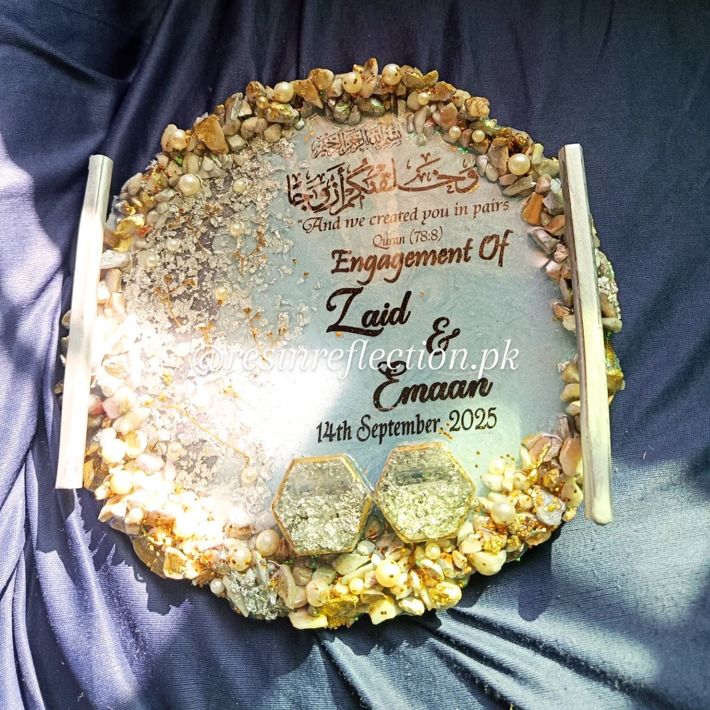 Ice Blue Frozen Theme Resin Nikkah/Engagement Tray/Frame