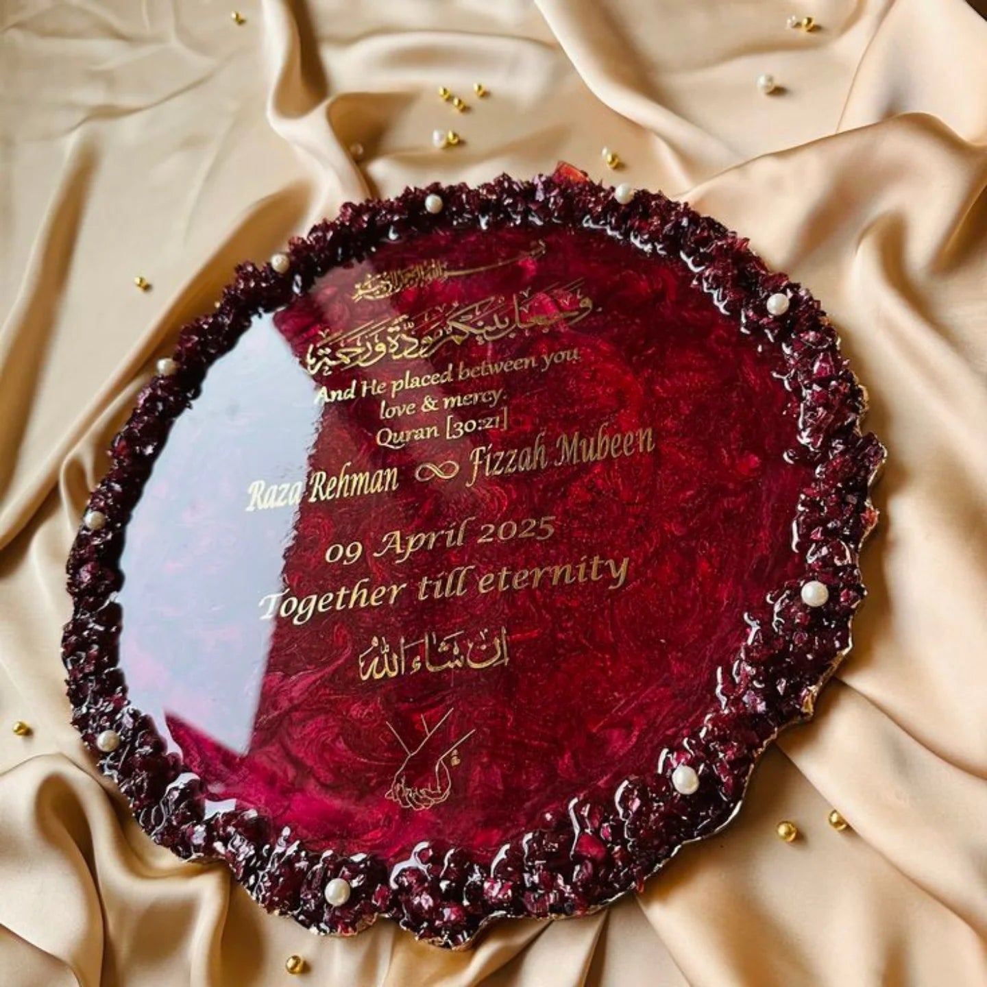 Maroon Resin Nikkah/Engagement Tray/Frame