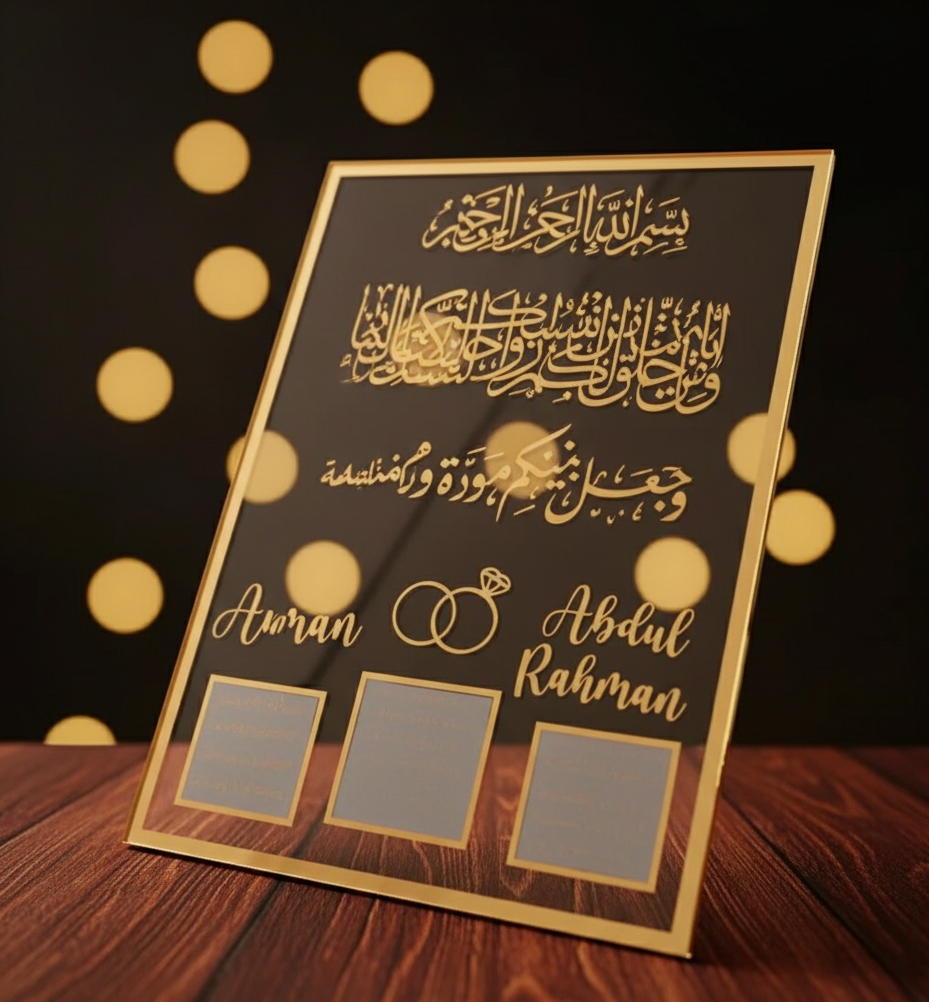 Nikkah Sign Board/Acrylic Thumbs Frame/Glass Sheet/Thumbs frame
