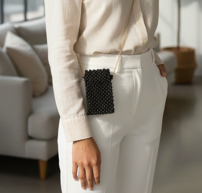 Black Pearl beaded bags, handcrafted, handbag, Purse