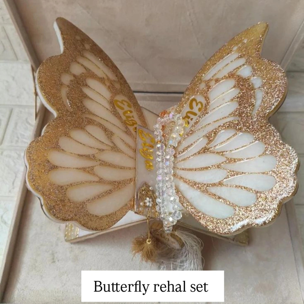 Butterfly Quran rehal resin elegant design, bridal set