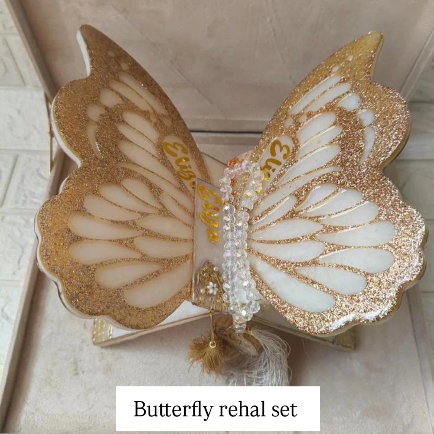 Butterfly Quran rehal resin elegant design, bridal set