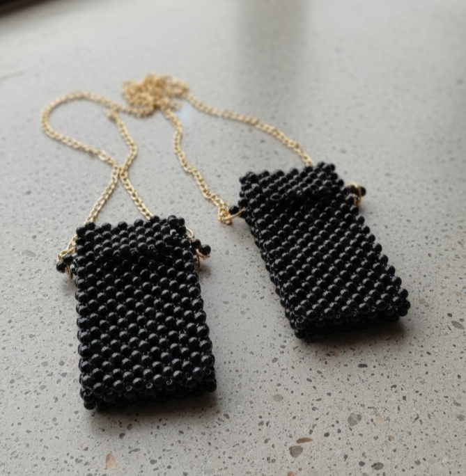 Black Pearl beaded bags, handcrafted, handbag, Purse