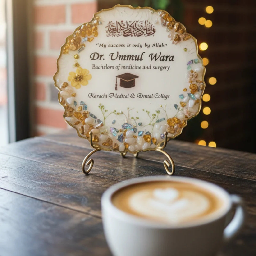 Resin Graduation Frame Elegant Mirror Floral Work