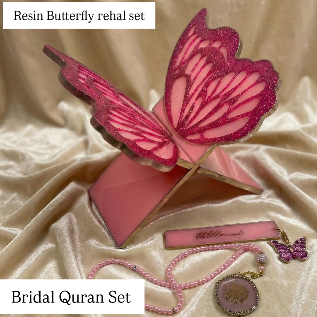 Butterfly Quran rehal resin elegant design, bridal set