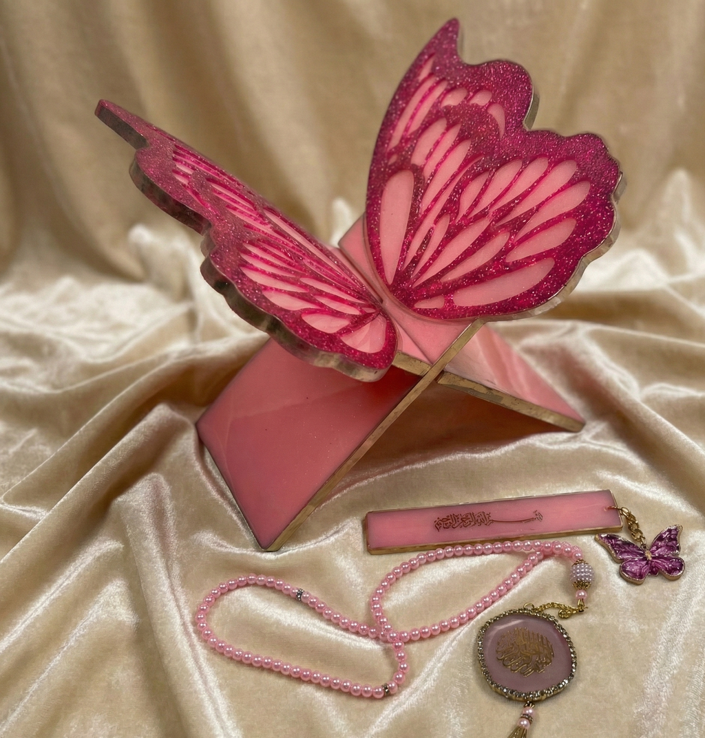 Butterfly Quran rehal resin elegant design, bridal set