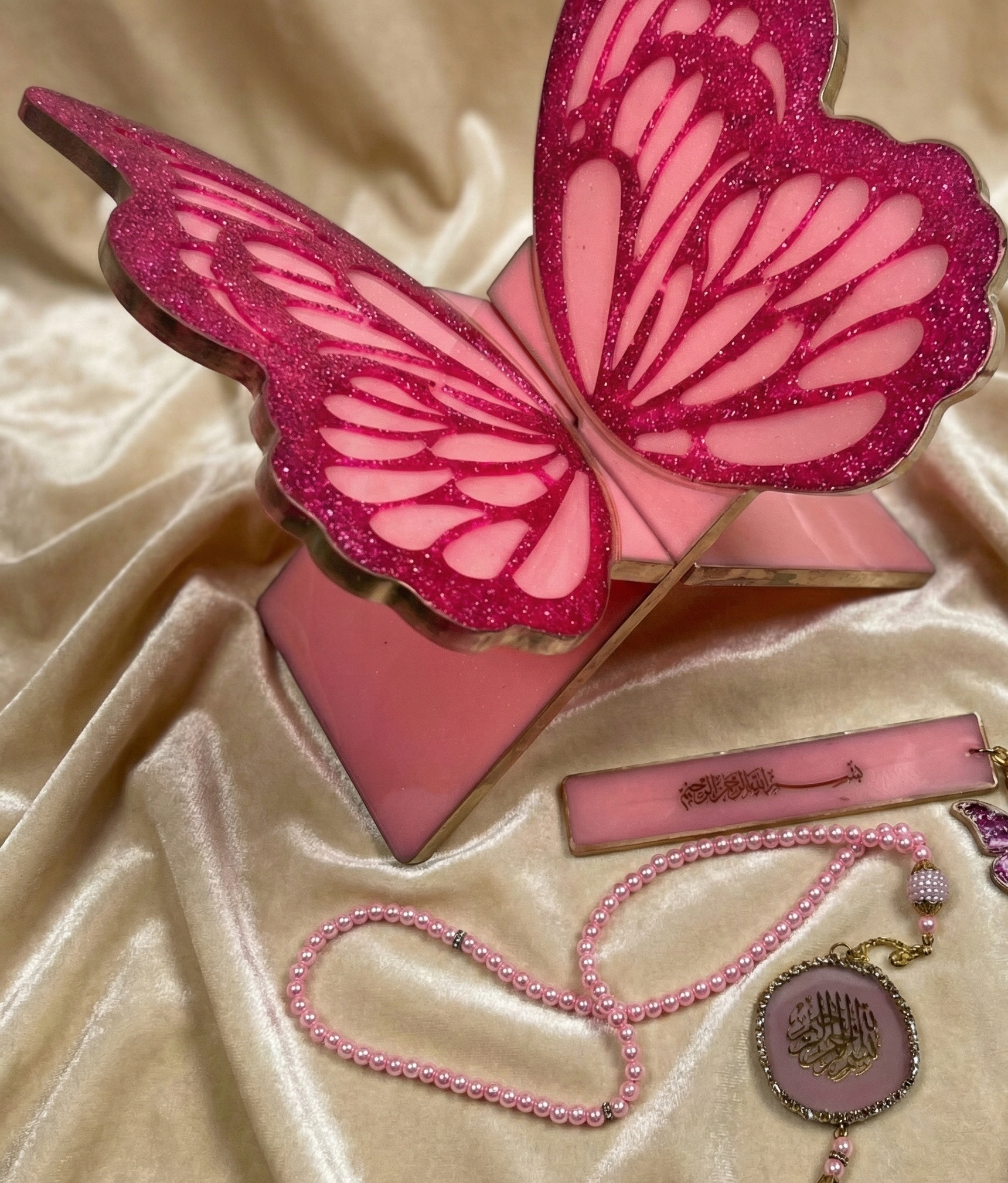 Butterfly Quran rehal resin elegant design, bridal set