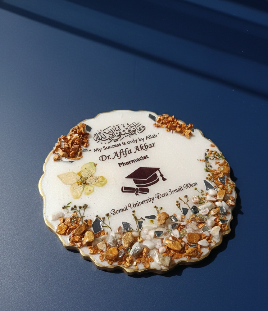 Resin Graduation Frame Elegant Mirror Floral Work